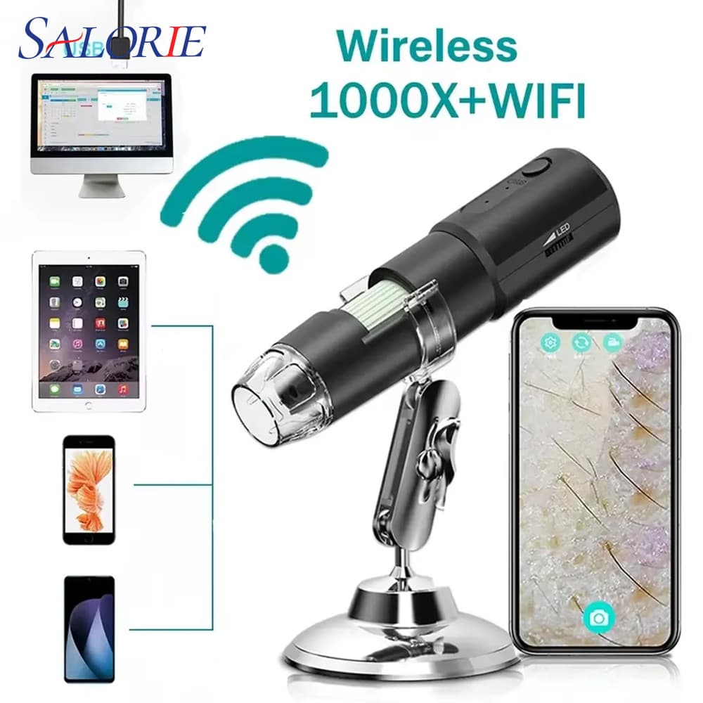 Salorie Microscópio Digital WiFi Sem Fio Eletron Dermatoscópio Detecção De Couro Cabeludo Poros Lupa Máquina Analisadora