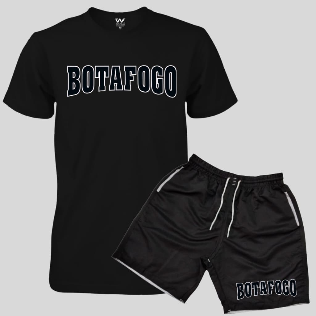 Conjunto Bermuda Tactel Masculina + Camiseta Botafogo Rio Adulto Ou Infantil