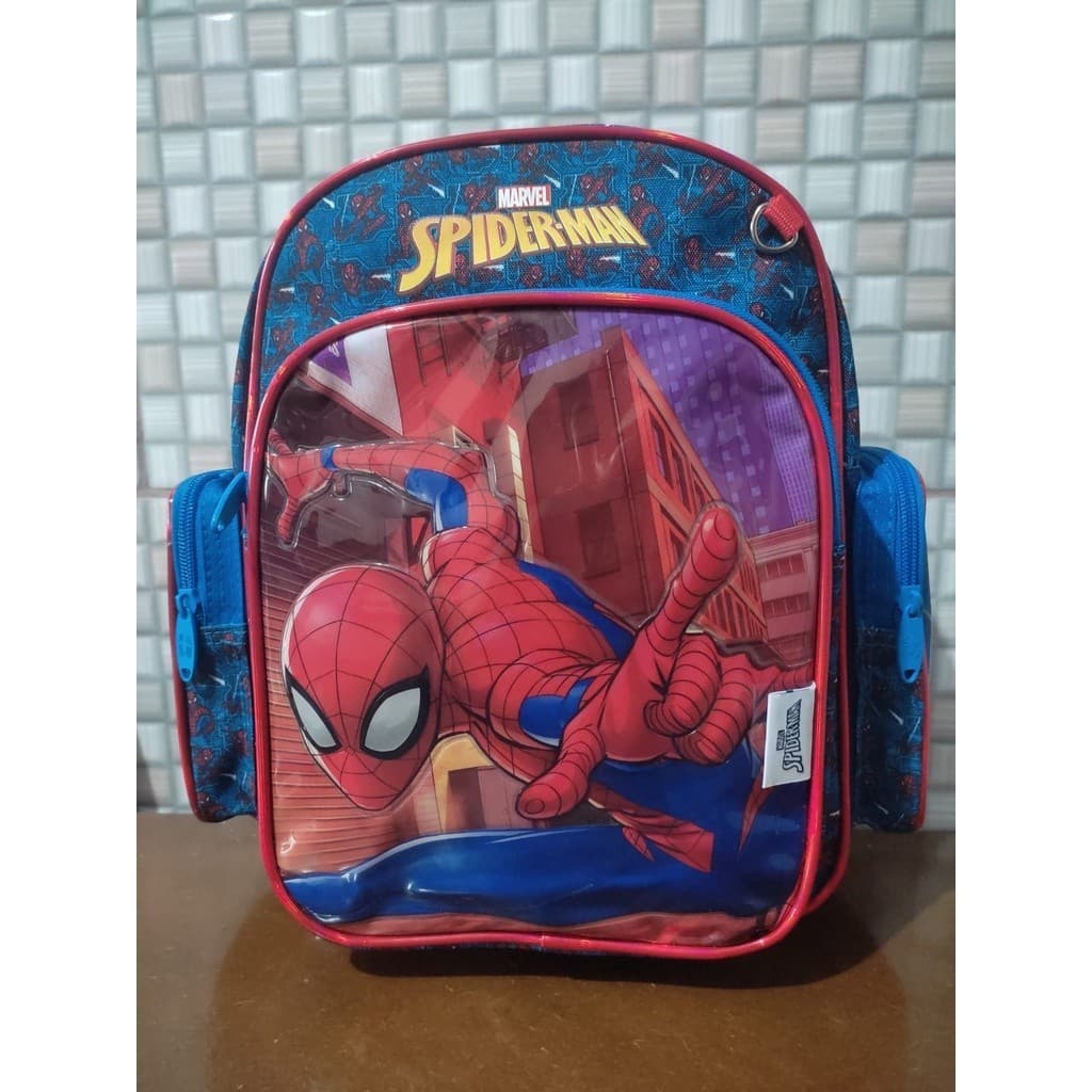 Mochila De Costas Infantil Homem Aranha Azul - Modelo Novo - 2023 - Pequena