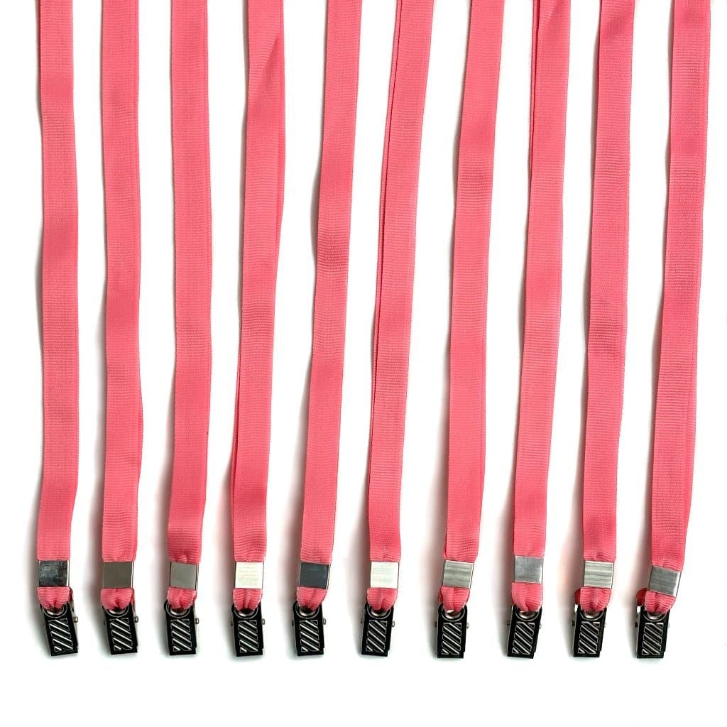 10 Cordões Crachá Com Jacaré - 12mm - Pronta Entrega - PROMOÇÃO IMPERDÍVEL - PREÇO BAIXO - ROSA