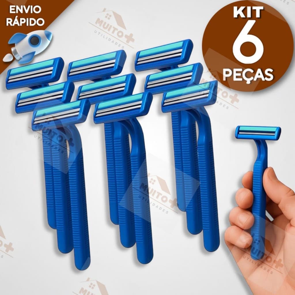 Kit 6 Barbeador Masculino e Feminino Aparelho de Barbear Intimo Descartável com Fita Lubrificante