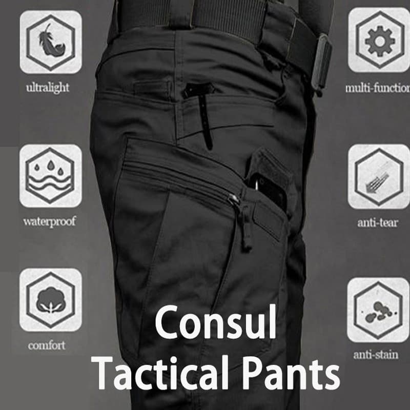 Calças Táticas Militares Masculinas Multi-Bolsos Impermeáveis Absorção de Suor para Treinamento/Roupa de Trabalho W5TU