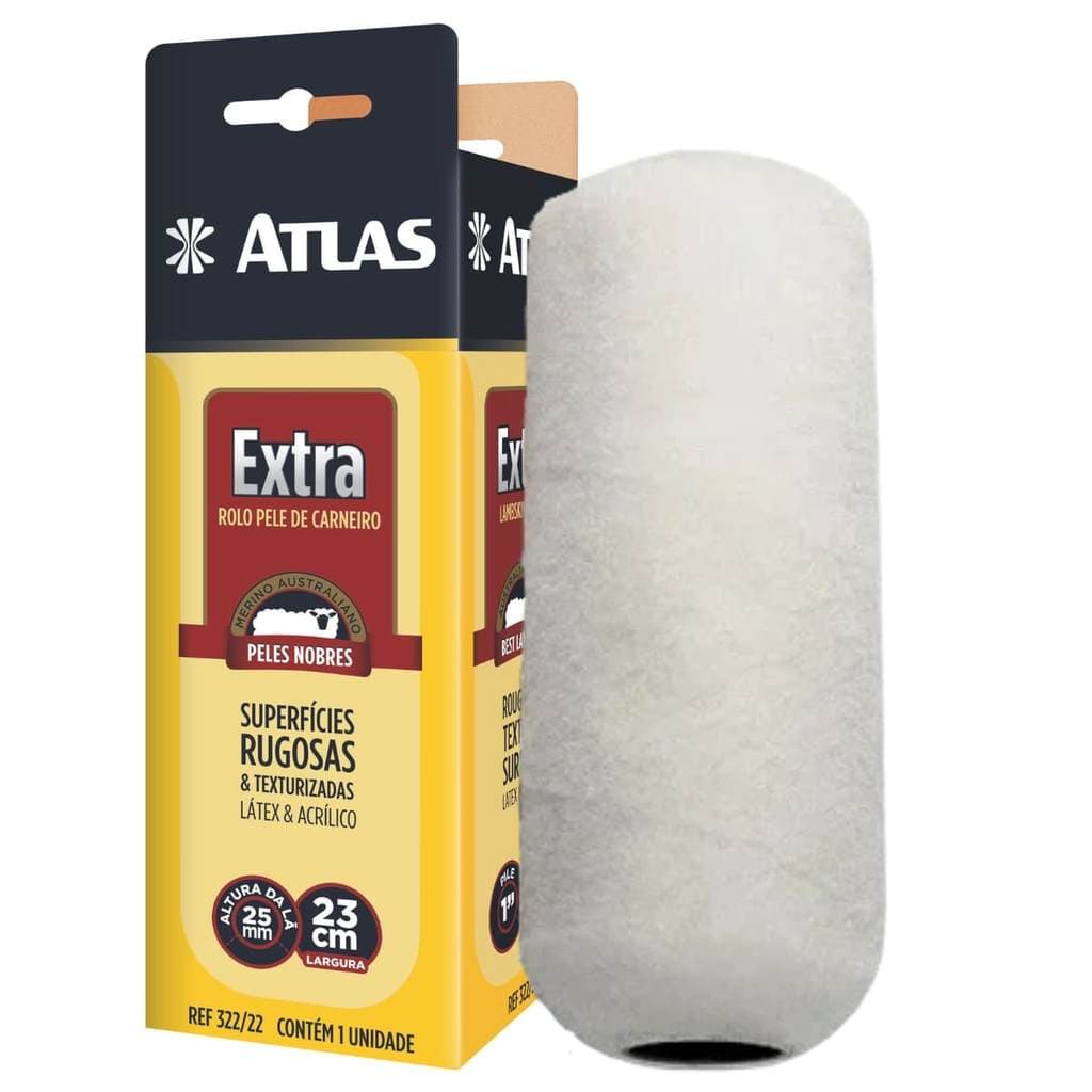 Rolo de Pele de Carneiro Merino Australiano 23cm com Lã Extralonga 25mm Atlas Rolo Profissional Pintura Parede Obra