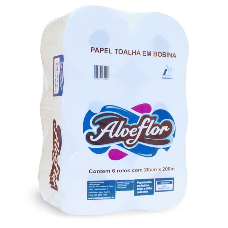 PAPEL TOALHA BOBINA 24 GR 100% CELULOSE ALVEFLOR