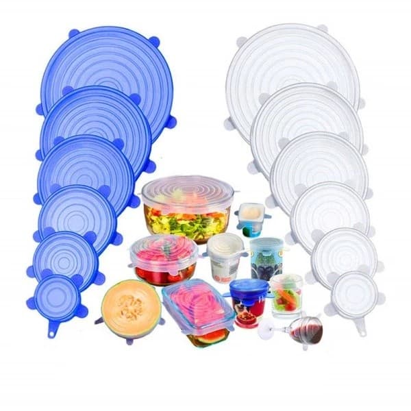 kit6/12/18 Peças Tampas de Silicone Reutilizáveis ​​– Elásticas Universais para Panelas, Tigelas e Recipientes