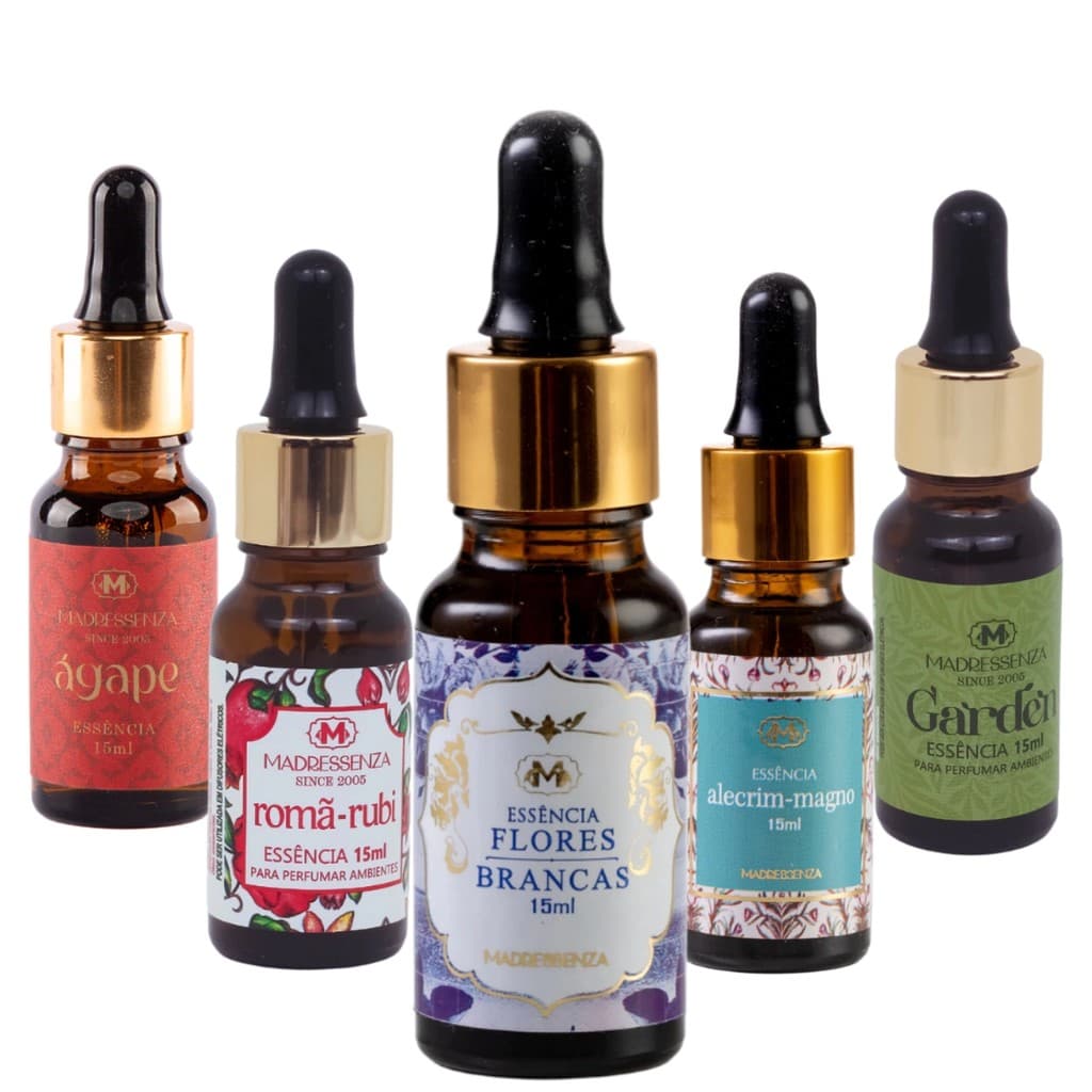 Essência concentrada Madressenza 15ml -  Flores Brancas - Ágape - Garden - Romã Rubi - Alecrim Magno