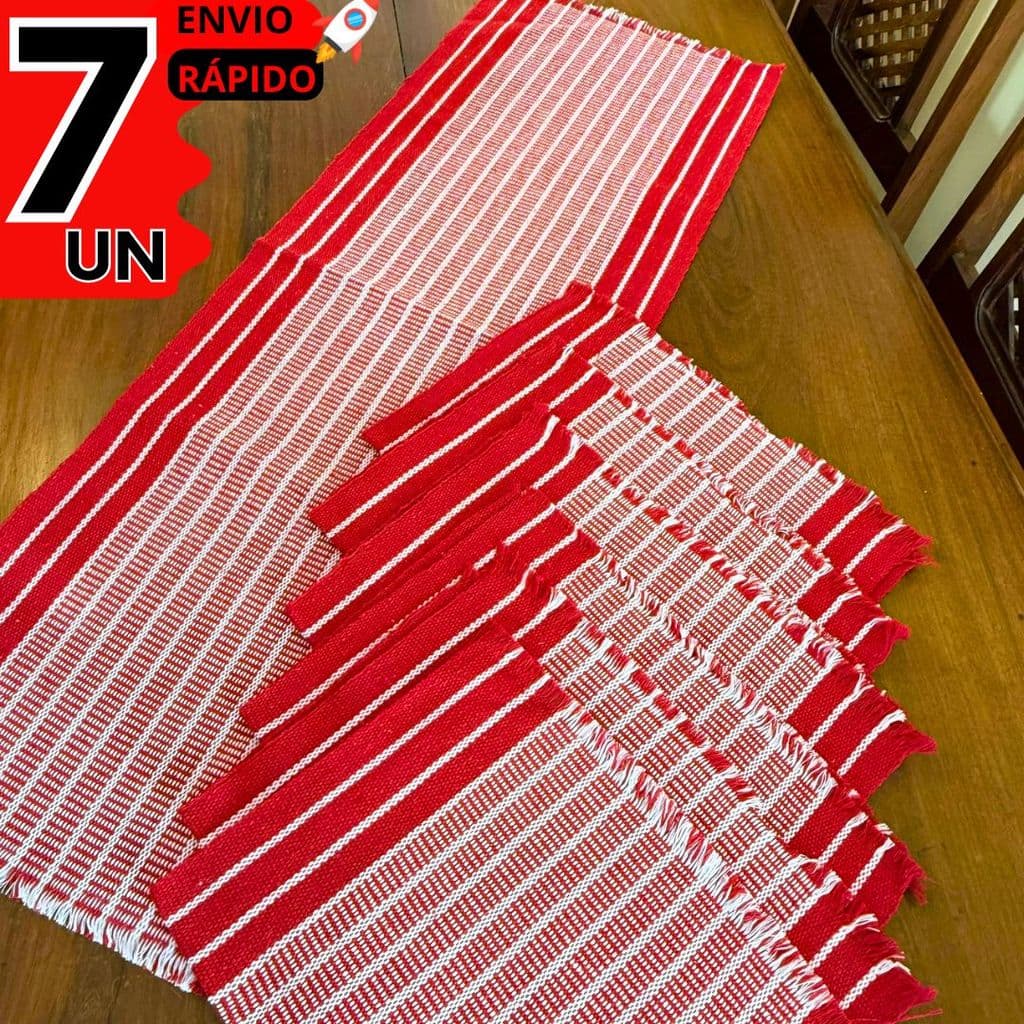 Caminho de Mesa Natal Vermelho Premium com 6 Jogos Americanos  Restaurantes e Cafés Conjunto 7 Peças
