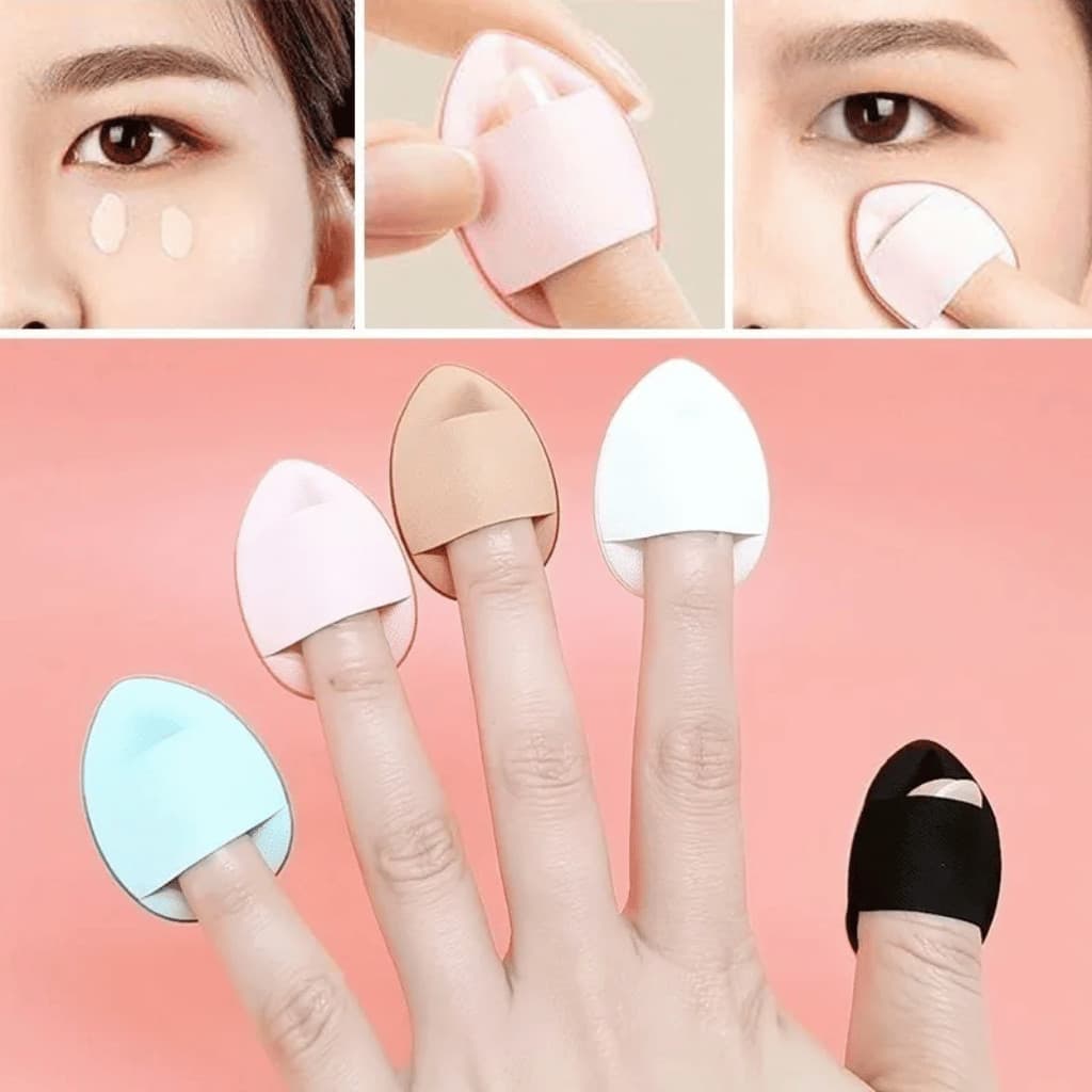Kit com 2 Mini Esponjas De Maquiagem Para Dedo Almofada Puff Esponja para Olhos Corretivo Base