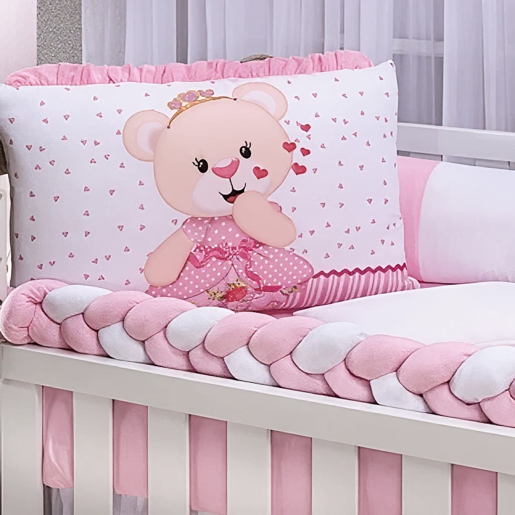 Kit Para Berço De Bebe Americano- Menina 10 Peças Algodão – Enxoval Completo