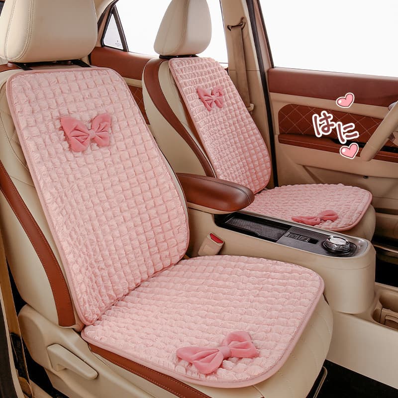 Almofada macia rosa princesa para o banco traseiro | Almofada do banco dianteiro | Capa para volante com anel interno |