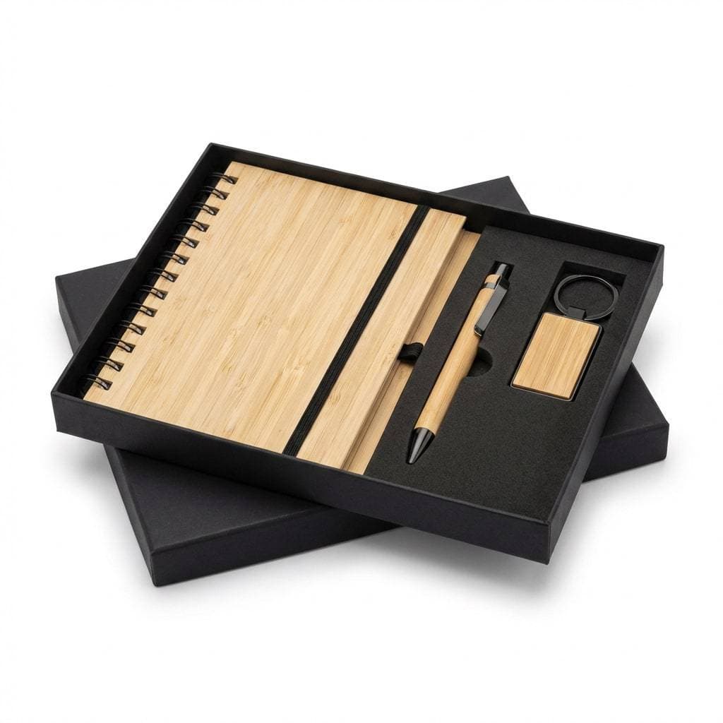 Kit Executivo 3 Peças Personalizado Ecológico Caneta  Caderneta Chaveiro Presente Brinde Clientes Funcionarios