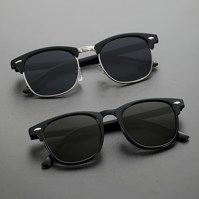 Óculos de Estilo Fashion com Armação Quadrada e Detalhes em Pregos, Adequados para Festas na Praia e Viagens, com Proteç