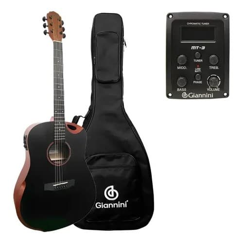 Violão Acústico Giannini Gdh Cfx Acoustik Brilhante Preto Destro