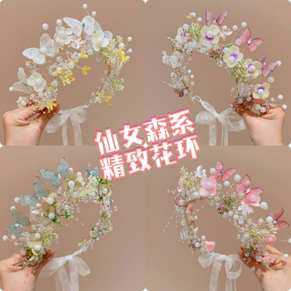 Super bonito crianças Headwear guirlanda bandana Mori menina flor Hairpin trançado cabelo Streamer bandana menina flor m