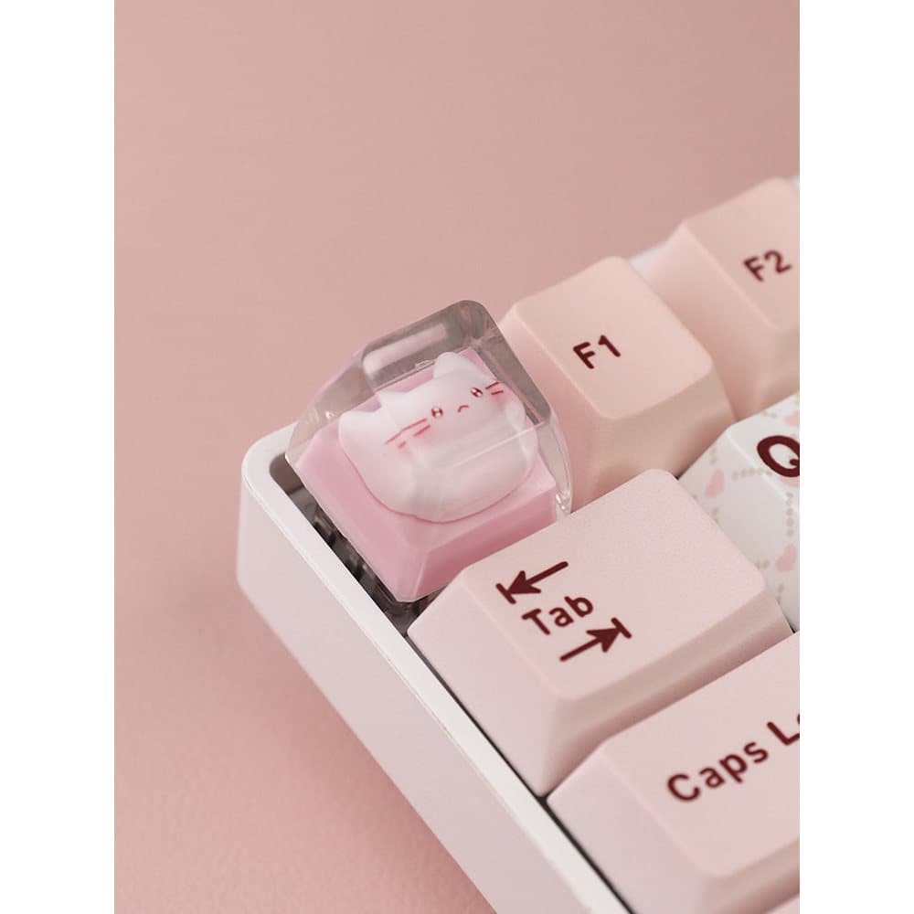 Único keycap bonito rosa gato resina epóxi luz transparente esc único keycap Flip keycap presente feminino