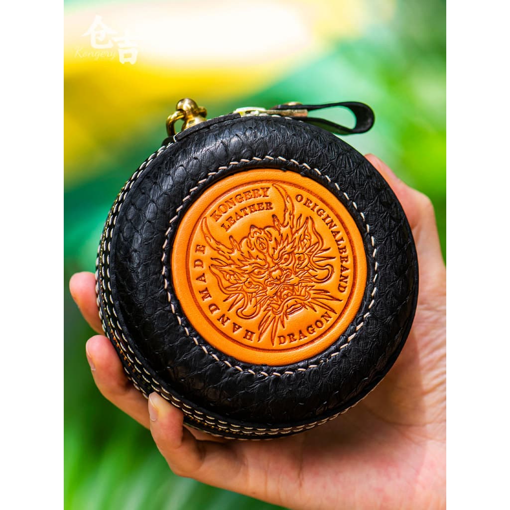 [Coleção Dragão em Escala Python] Bolsa de armazenamento Wenwan!Caixa de pulseira de nogueira de azeitona artesanal Cang