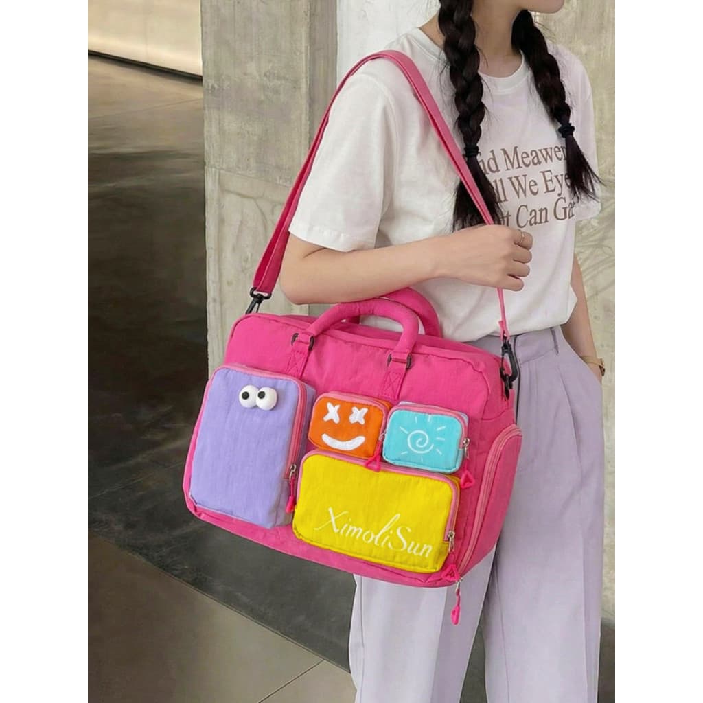 Bolsa de viagem de grande capacidade, cor contrastante, feminina, leve, seca, molhada, curta distância, masculina, estud