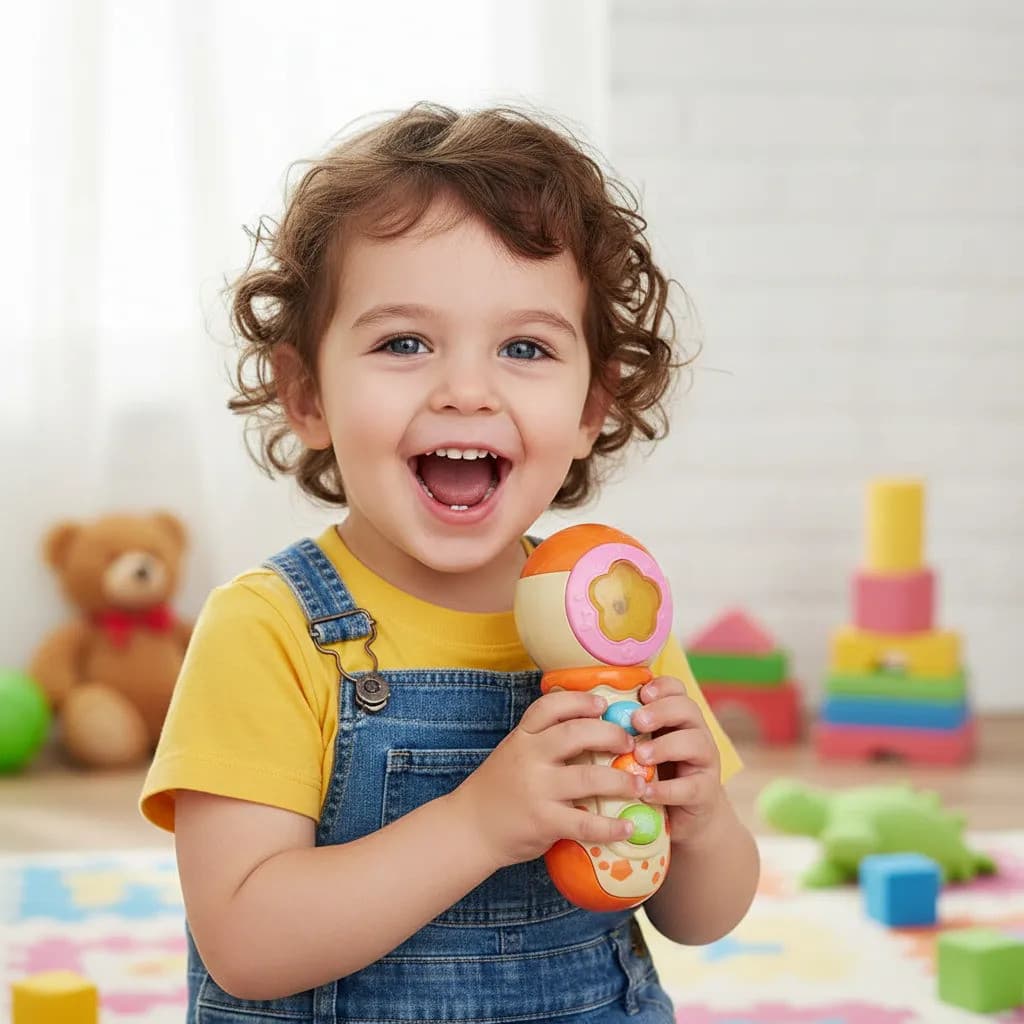 Brinquedo Mini Microfone Musical Infantil Colorida Laranja