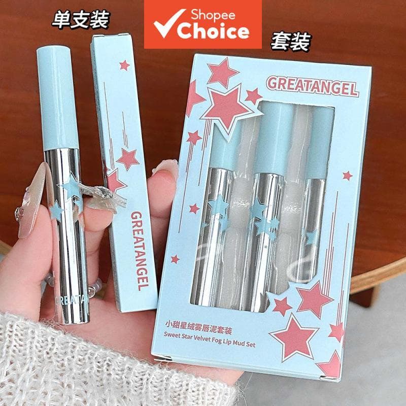 GreatAngel Pequena Estrela Doce Veludo Matte Lama Labial Fosco Mate Batom Natural para o Dia a Dia Maquiagem