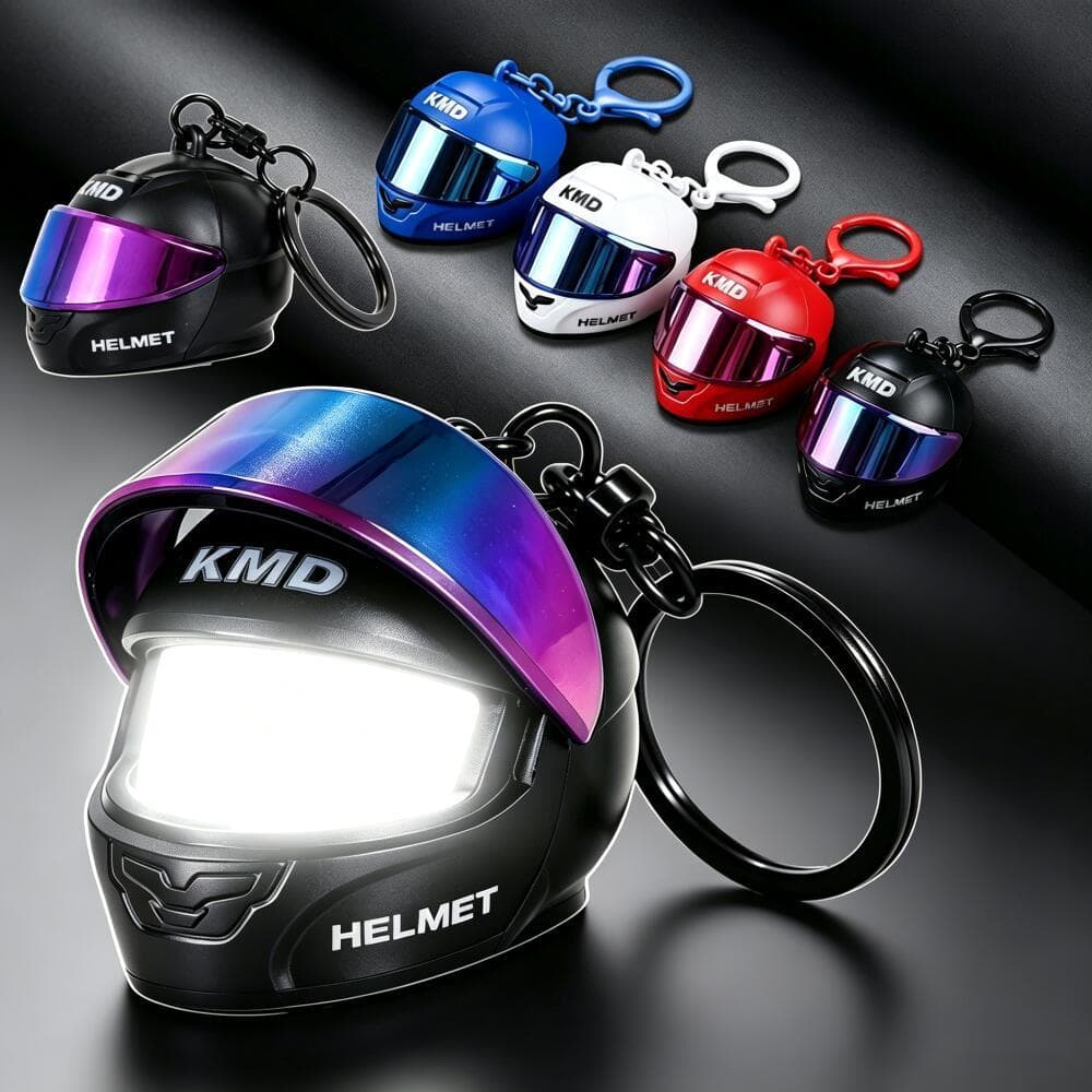 Legal Luminoso 3D Capacete Da Motocicleta Chaveiro Mini LED Night Light Saco Pingente Estilo Esporte Plástico Presente P