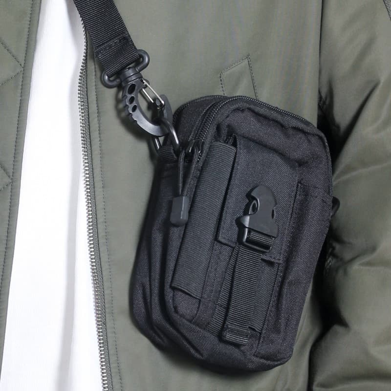 Bolsa de ombro preta bolsa de lazer pequena de cintura para esportes ao ar livre usando cinto bolsa de cintura par