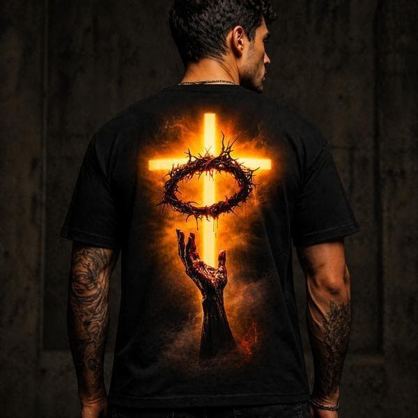 Camiseta Cristã Jesus Cristo Mão e Cruz Religiosa Católica Masculina e Feminina Camisa Fé  Esperança Espiritual