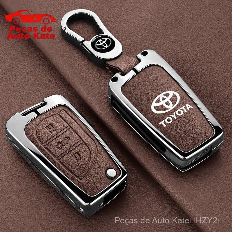 Capa de Couro para Chave de Carro, Toyota Camry RAV4 Fortuner Hilux Auris Corolla Avensis Yaris Aygo Scion TC I DJL Vers