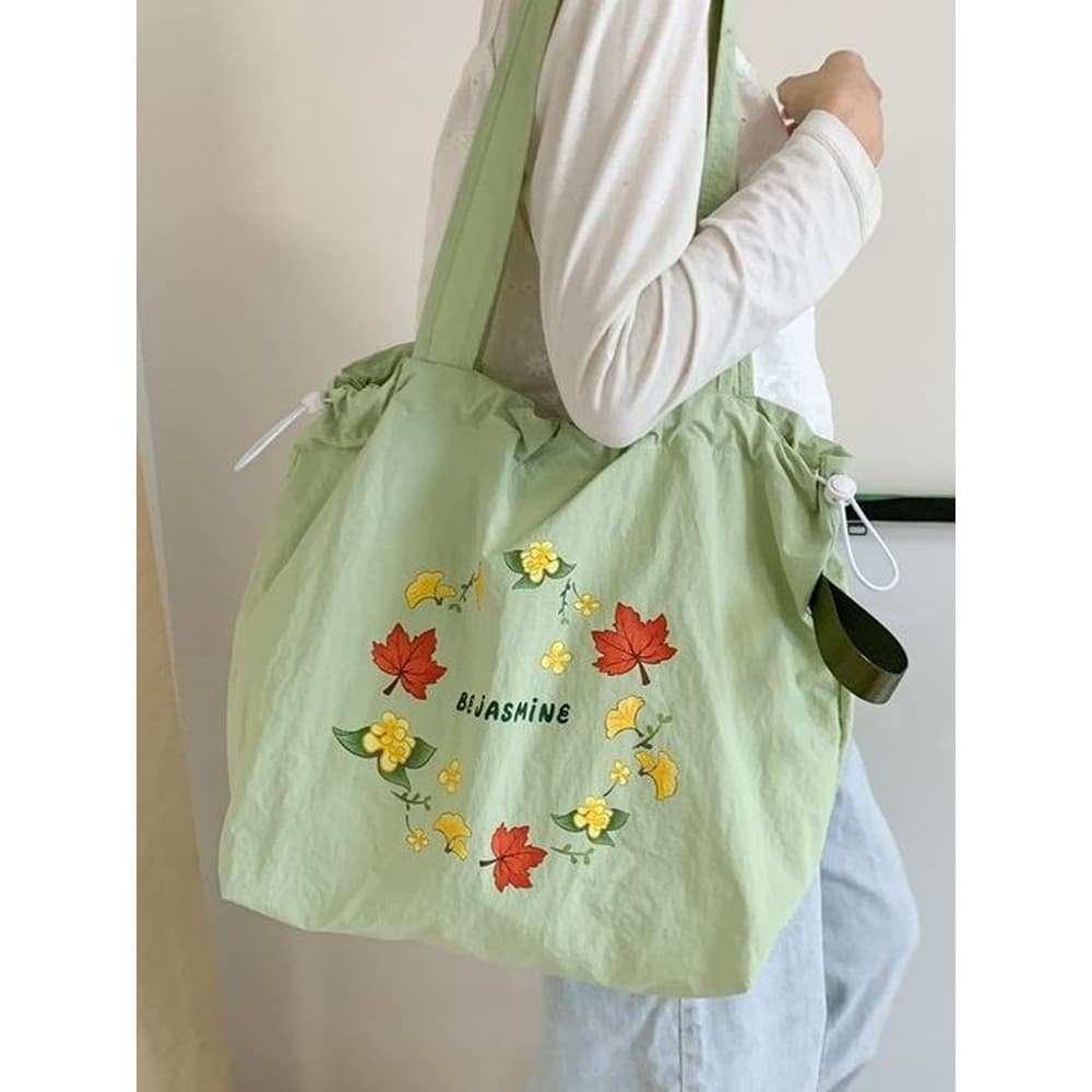 Japonês fresco Maple Leaf impresso sacola estudante do sexo feminino grande capacidade leve bolsa de ombro masculino à p