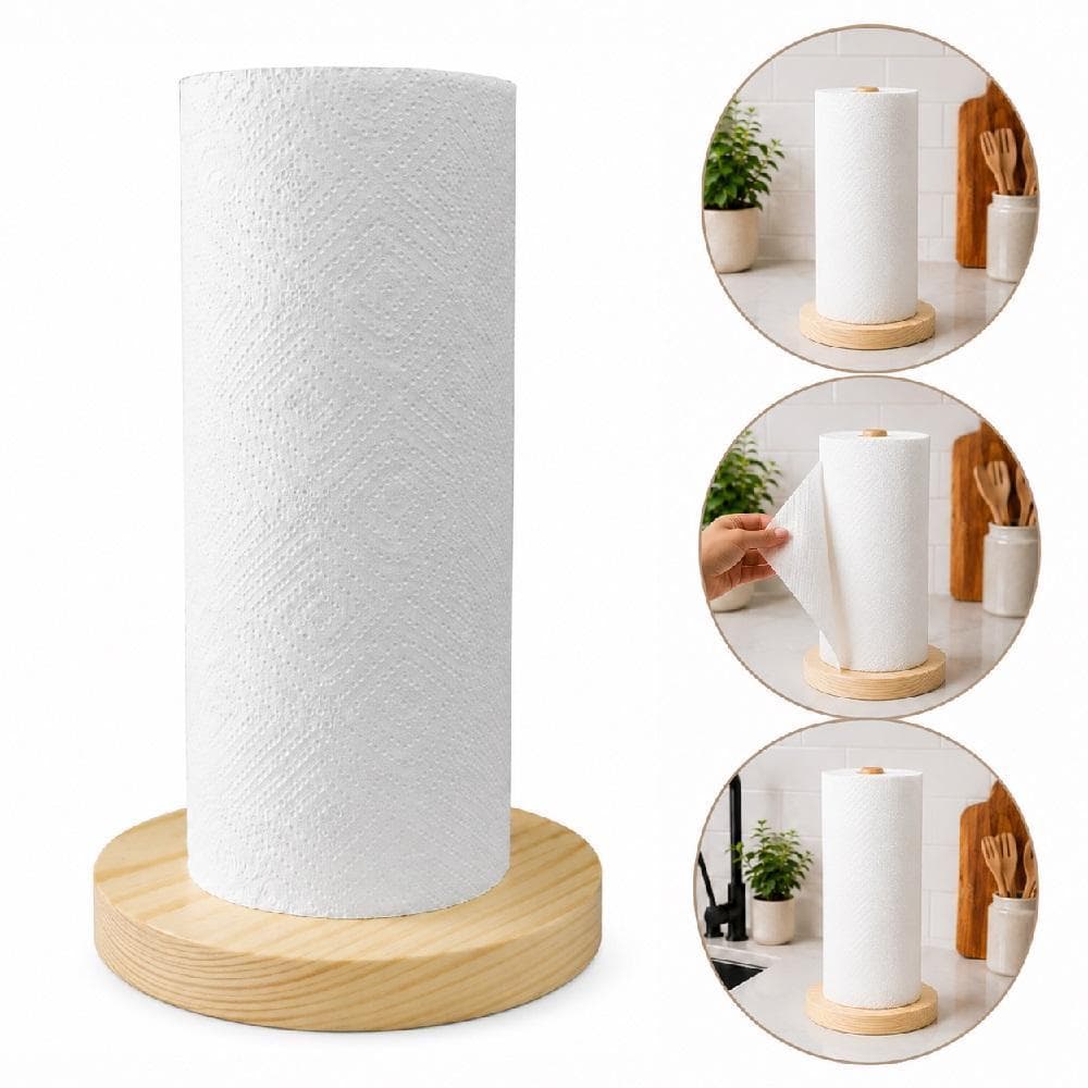 SUPORTE PORTA PAPEL TOALHA BAMBU DE MESA BANCADA ROLO ORGANIZADOR VERTICAL MDF MADEIRA ARMARIO MESA COZINHA BANCADA AREA