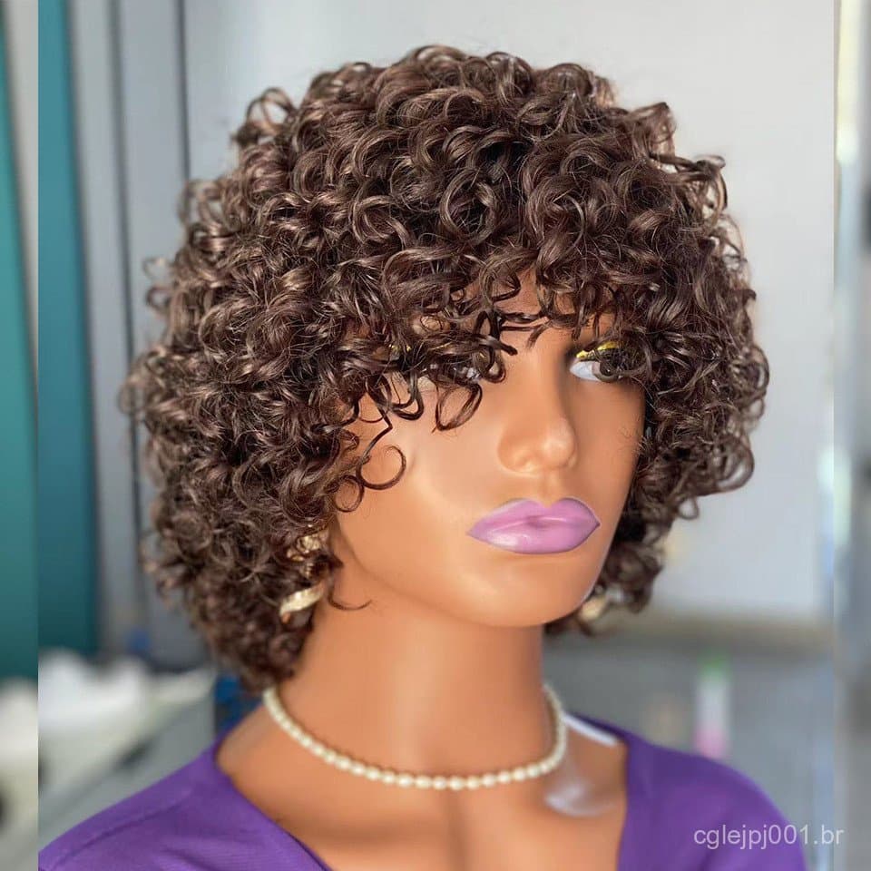 Perucas De Cabelo Humano Curto Encaracolado