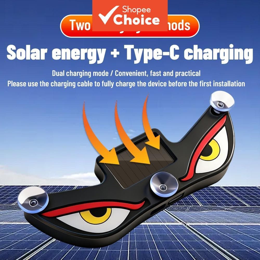 Olho De Demônio Movido A Energia Solar LED Luz De Advertência Carro Janela Triangular Lâmpada De Decoração Ambiente