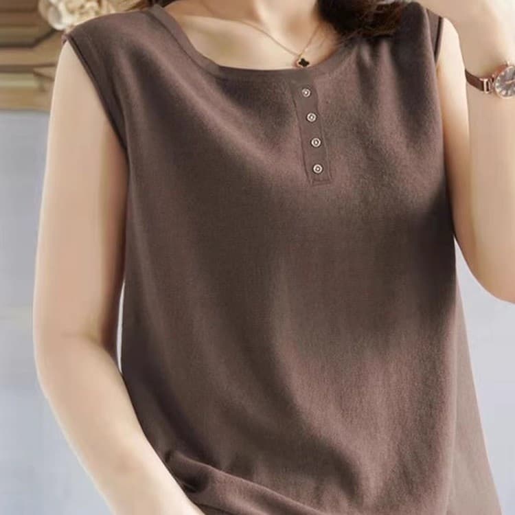 Verão novo estilo puro algodão colete senhoras All-Match camisa de fundo solto exterior usar sem mangas camiseta tamanho