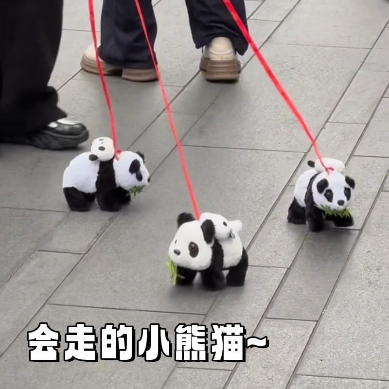 Simulação Panda boneca de pelúcia andando pode latir para trás brinquedo elétrico eletrônico Pet boneca brinquedo das cr