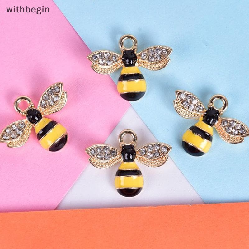 WIT 10 Pçs/Set Esmalte Cristal Abelha Encantos Pingente Jóias DIY Fazendo Artesanato Presente WI