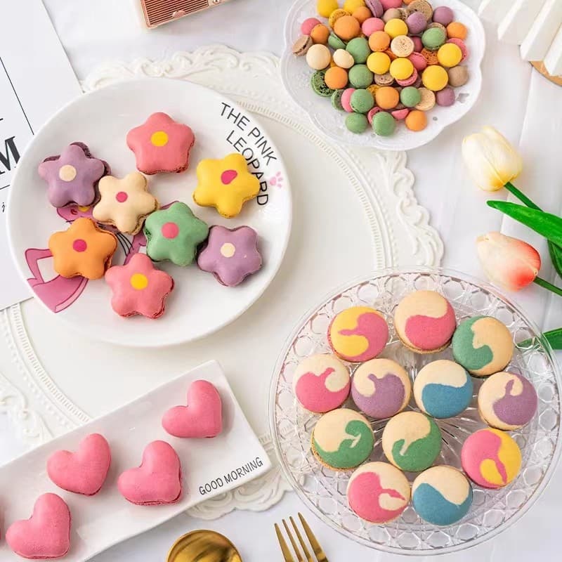 Sobremesa francesa Macaron sem sanduíche produto Semi-acabado decoração de bolo sorvete ingredientes de cozimento biscoi