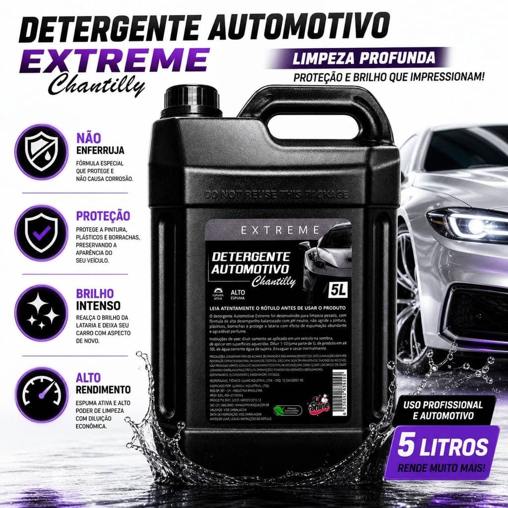 Shampoo Detergente Automotivo Lava Rápido Oficina mecânica Chantilly consegue limpar sujeira pesada de terra lama