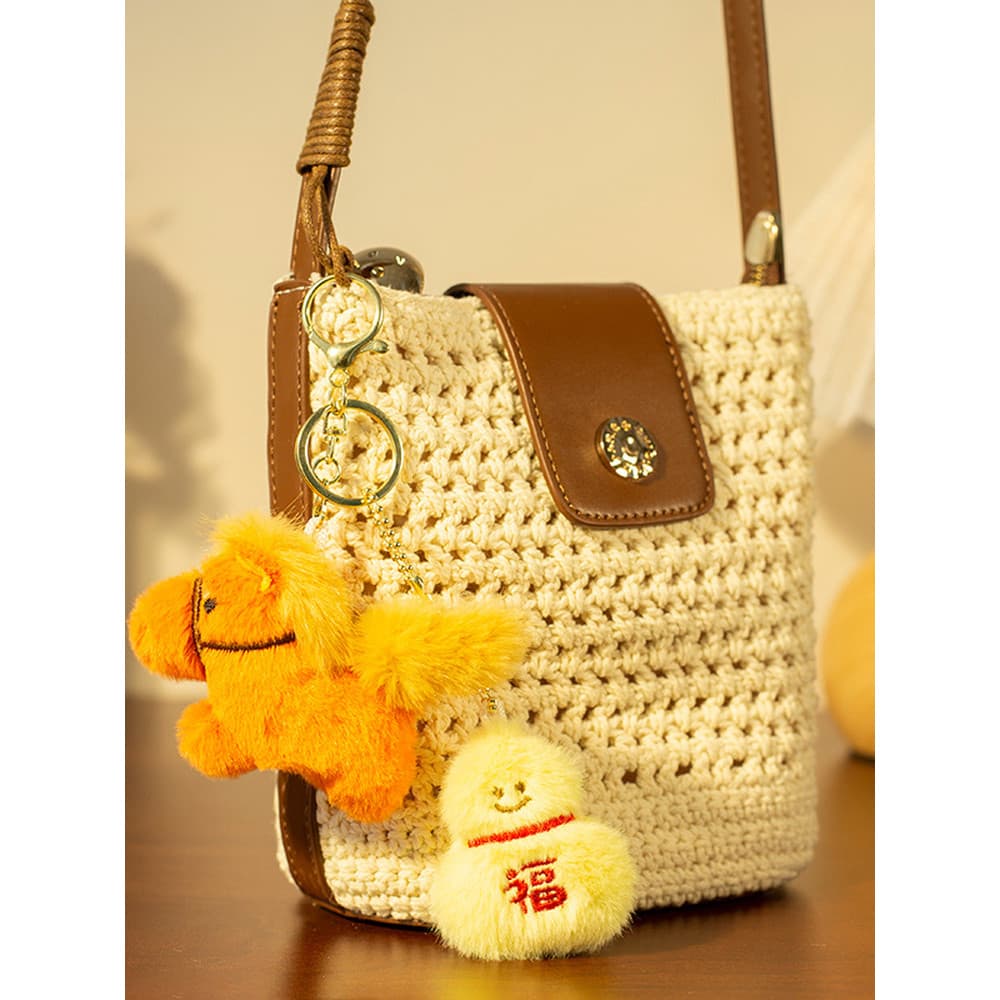 Bonito pônei mascote saco pingente imediatamente rico imediatamente ficar rico bonito boneca de pelúcia chaveiro present