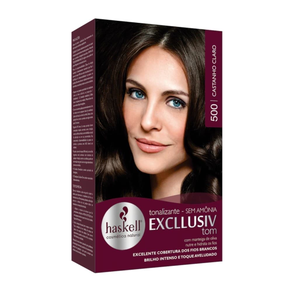 Tonalizante Haskell Excllusiv Tom 500 - Castanho Claro Sem Amônia Kit Completo