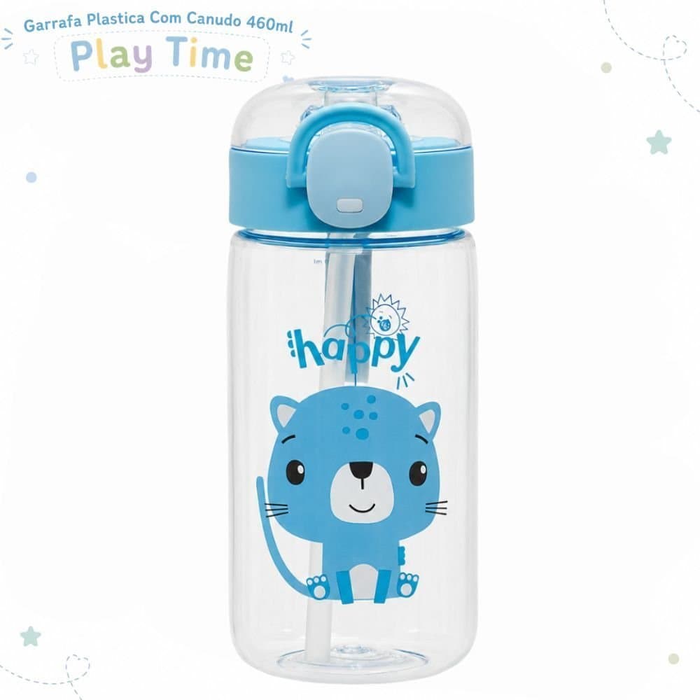 Garrafa Plastica Com Canudo 460ml Play Time Fisher Price