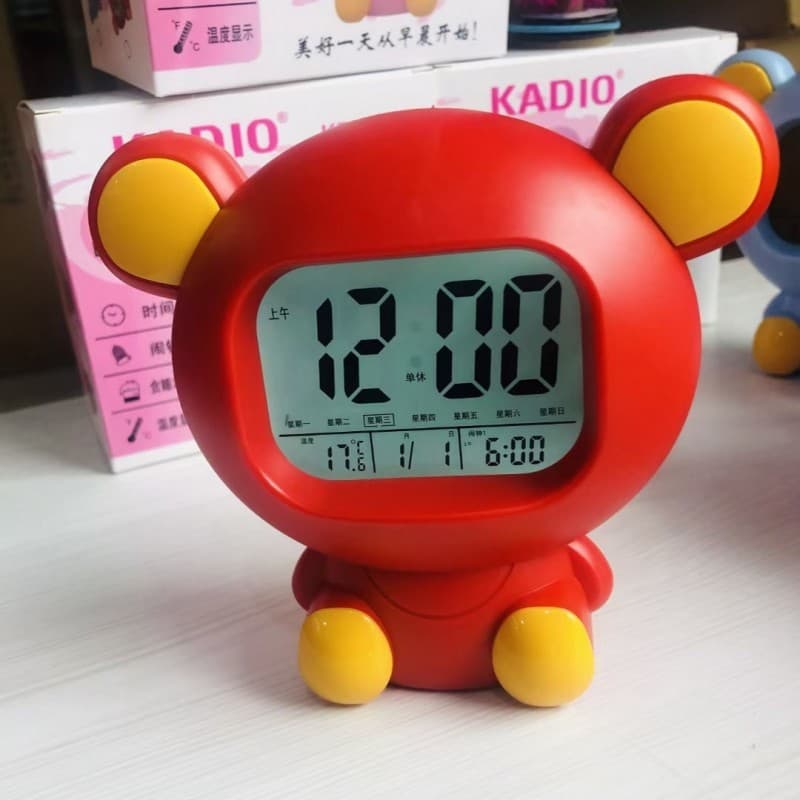 Cardio 1860 Despertador Eletrônico Multifuncional Pequeno Urso Estudante Calendário Preguiçoso Música Temperatura Inteli
