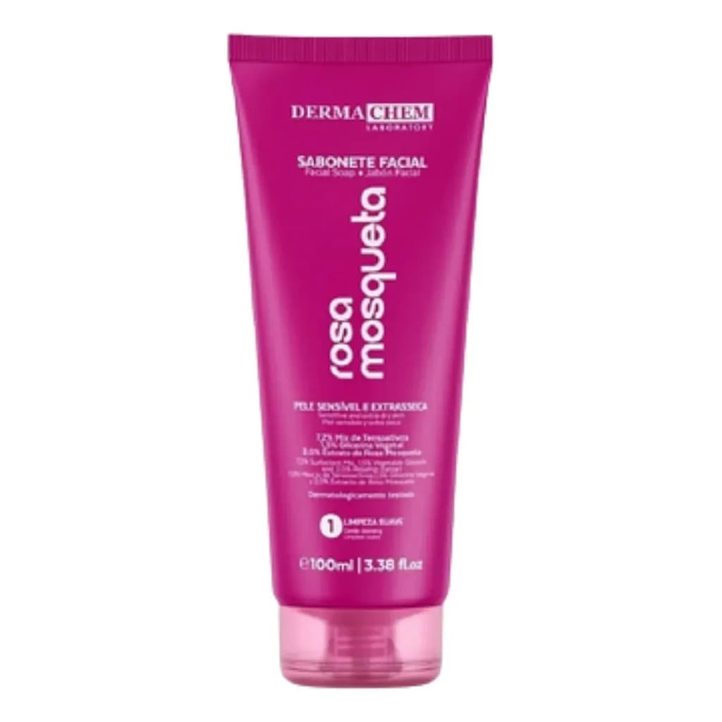 Sabonete Facial Rosa Mosqueta E Ions 100ml Dermachem Seca Sabonete Liquido Hidratante Skincare Rosa Mosqueta