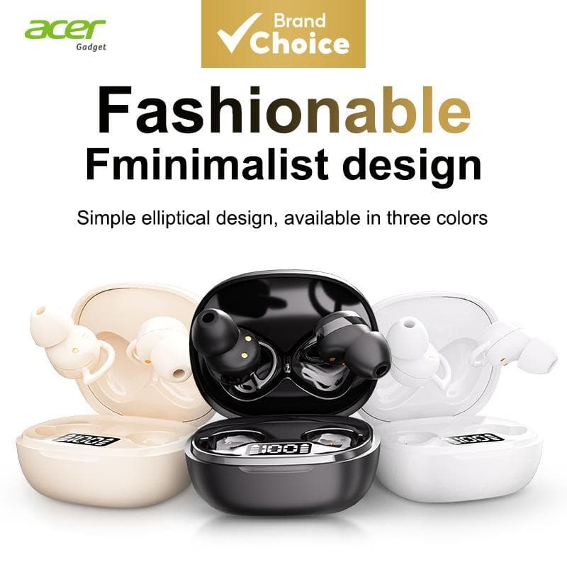 Acer OHR557 Fones De Ouvido Super Leve Bluetooth Apenas 3g Baixo Consumo De Energia Mini Design Intra-Auricular Invisíve