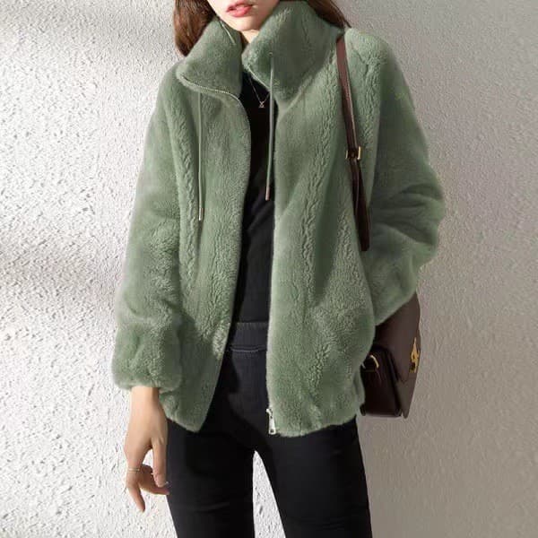 Forro de lã engrossado jaqueta feminina na moda ins inverno dupla face velo quente gola alta moletom feminino Cardigan z