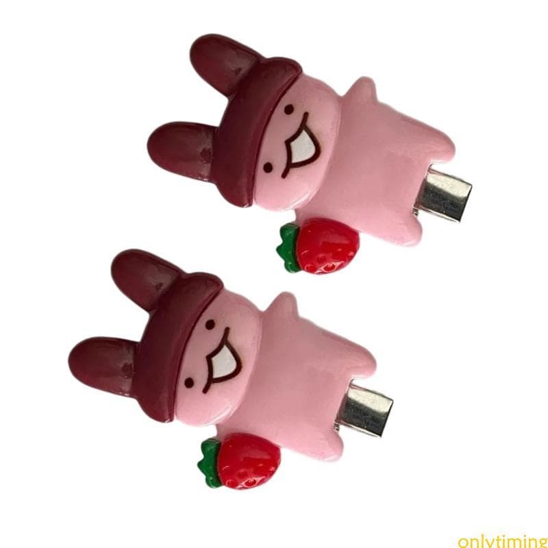 onlytiming 2 Peças Presilhas Ergonômicas Resina Coelho Chocolate Acessórios Práticos Para Cabelo