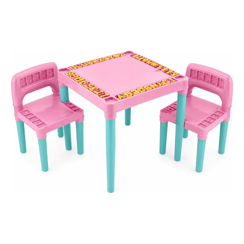 Mesa Infantil Educativa Com 2 Cadeiras Letras E Números