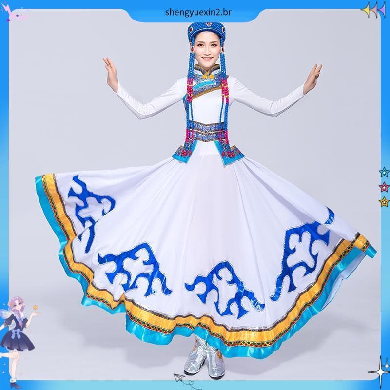 Novo traje mongol feminino Hongyan dança traje mongol Robe adulto minoria traje étnico Heavenside