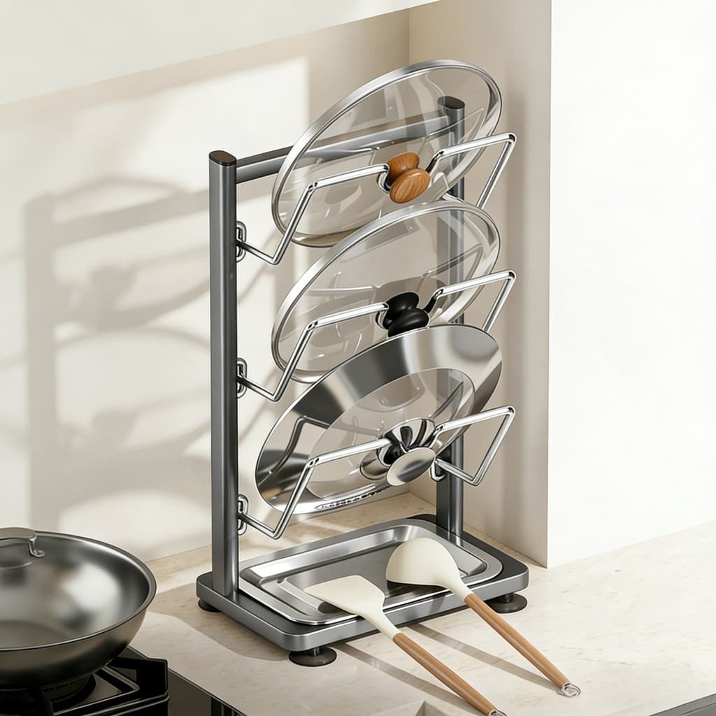 [Novos produtos] Rack de tampa de panela multicamadas Prateleira de cozinha Desktop Bancada doméstica Tábua de corte Rac