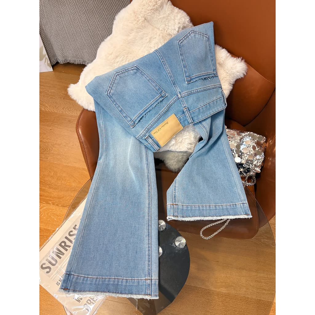 Azul não-leggings tornozelo-leggings em linha reta Micro-queimada Jeans feminino 2026 primavera novo estilo cintura alta