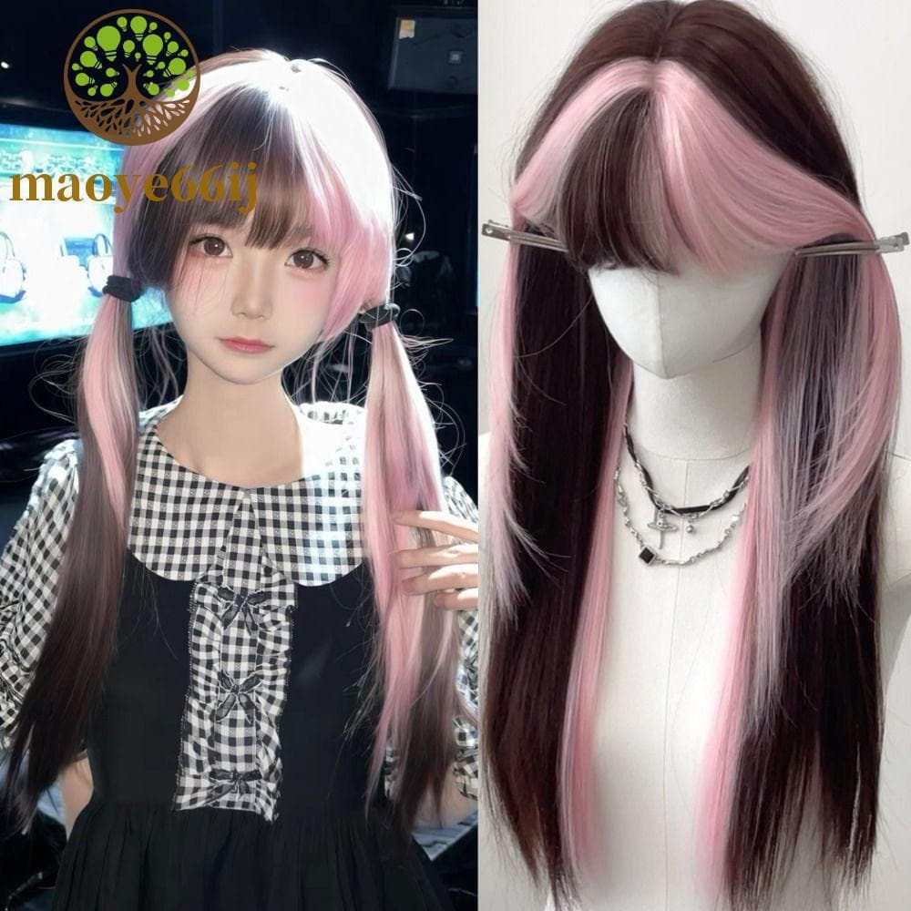 MAOYE66 Peruca Rosa Destacada , Cosplay Sintética Elegante Lolita , Respirável