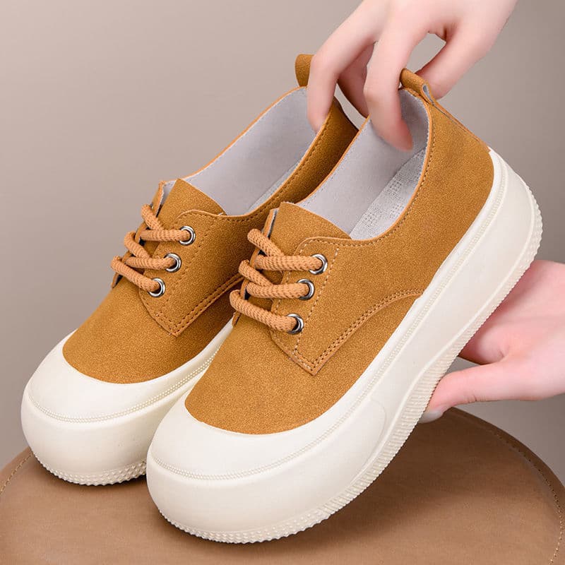 2025 primavera verão novo estilo sapatos de lona de sola grossa feminino leve antiderrapante All-Match sapatos de plataf